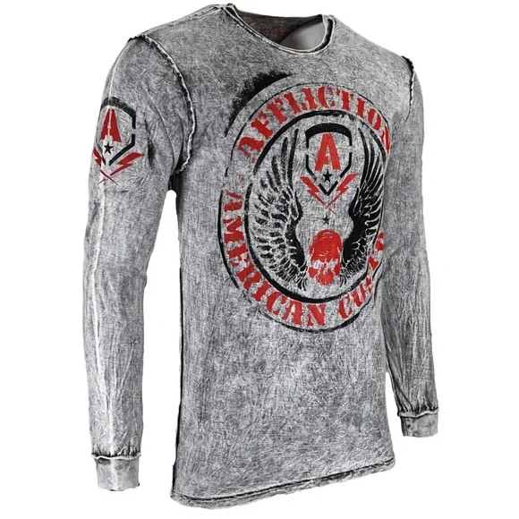 Affliction Men's T-shirt SPEED RUN Reversible Shirt Skull Biker S-2XL NWT - Picture 6 of 10